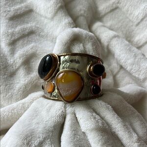 Elegant Gold and Black Cuff Bracelet